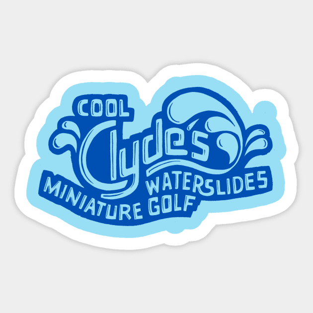 Cool Clyde's Waterslide BLUE Sticker by TopCityMotherland